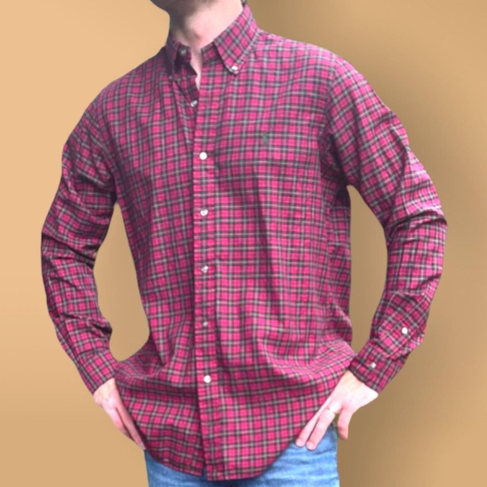 Ralph Lauren Classic Fit Red, Yellow, and Green Button Down Shirt